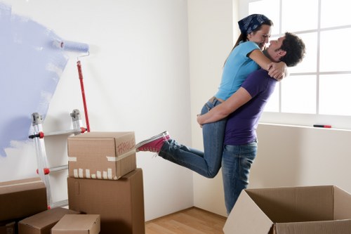 Carefully labelled moving boxes and packing materials for local relocation