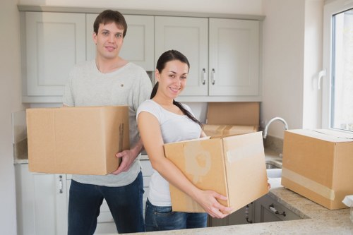 Local removals van loading boxes and furniture for Thehyde customers